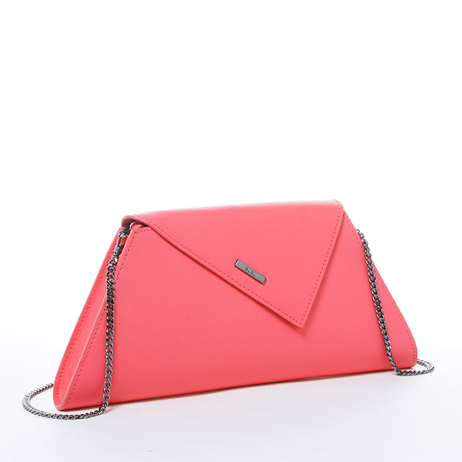 pink leather clutch