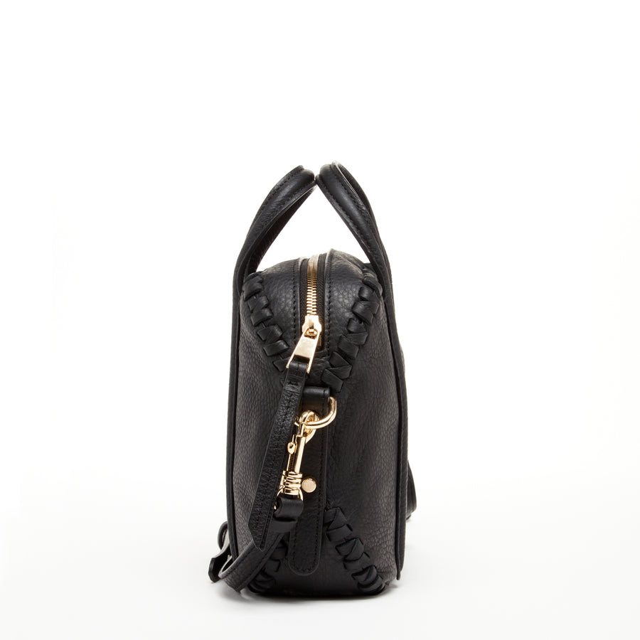 Evelyn Black Leather Crossbody Bag