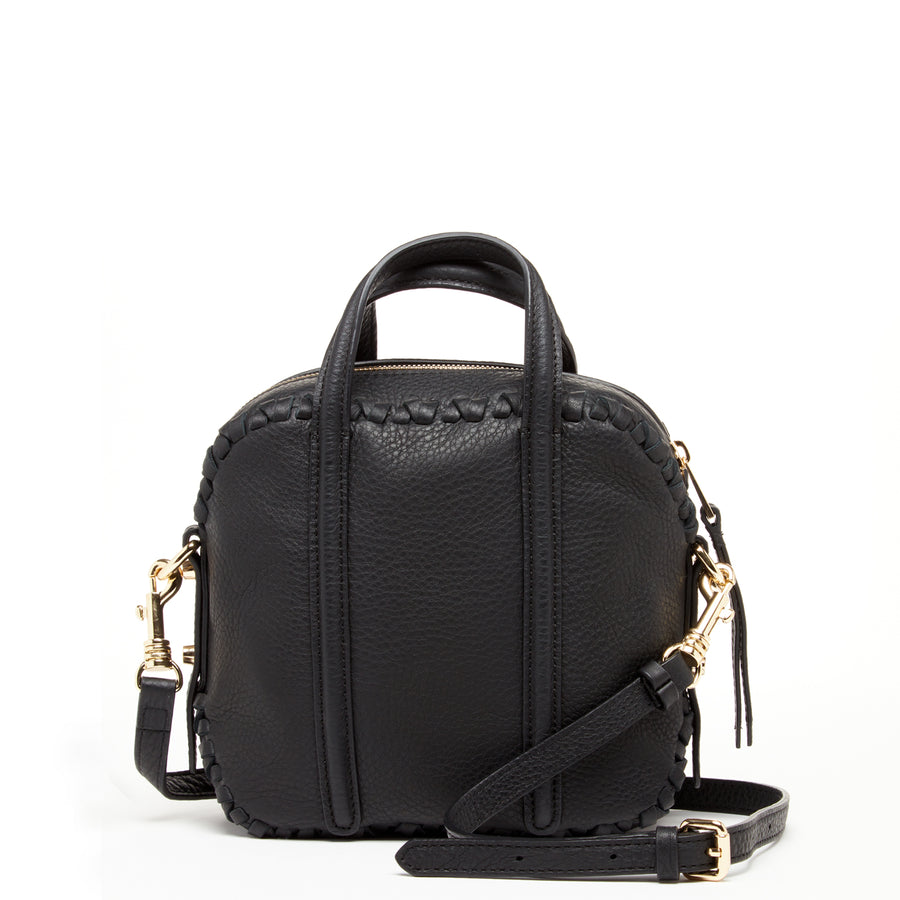 medium size black leather crossbody purse
