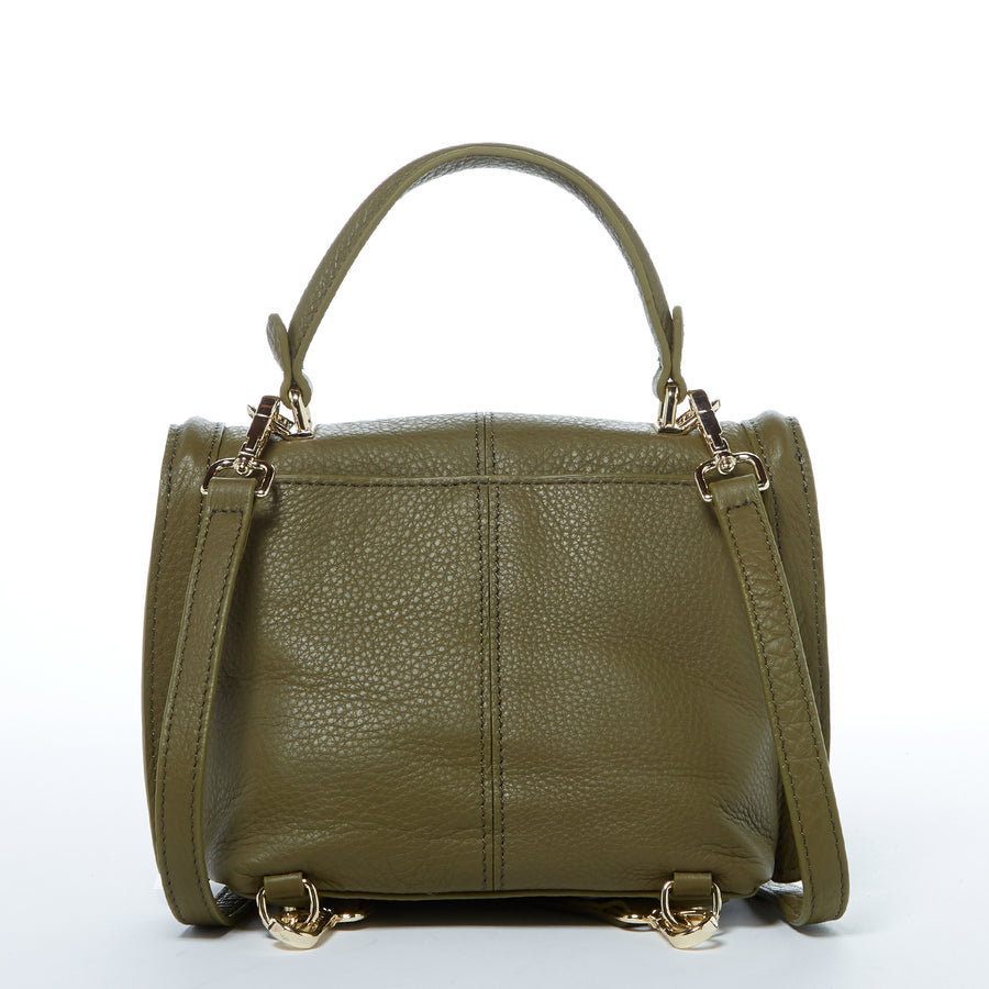 Linda Leather Convertible Backpack Purse Olive Green