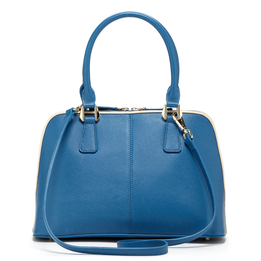 Melissa Blue Saffiano Leather Satchel Bag