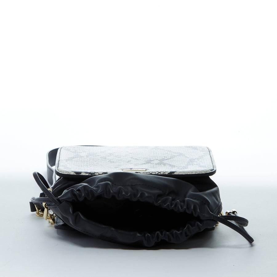 Patricia Black Leather Bucket Bag Snakeskin Design