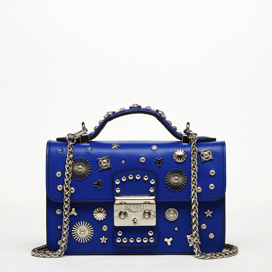cobalt blue leather purse 