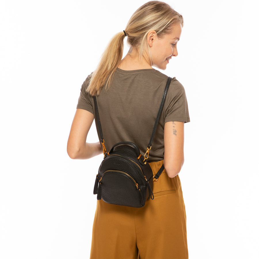 black leather backpack purse Small Black Leather Backpack Purse for Women Convertible Crossbody Bag