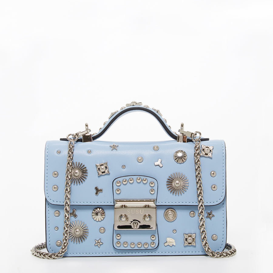light blue leather purse