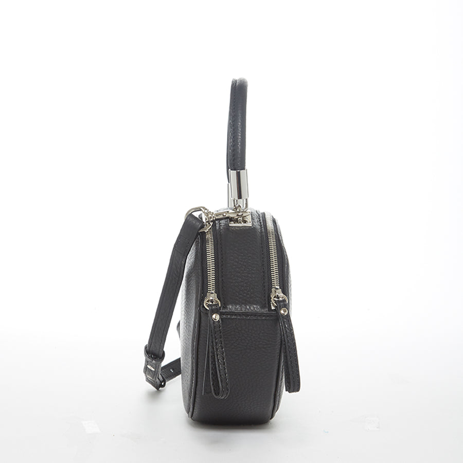 Black leather circle bag | SUSU Handbags