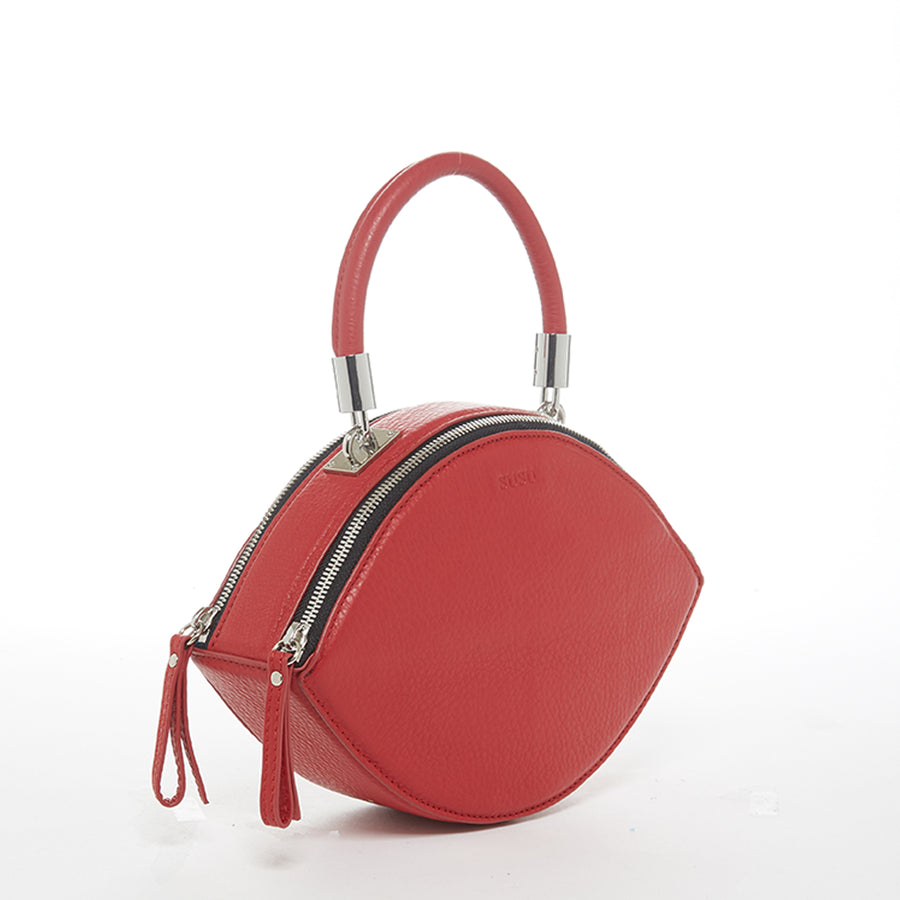  Red leather circle purse 