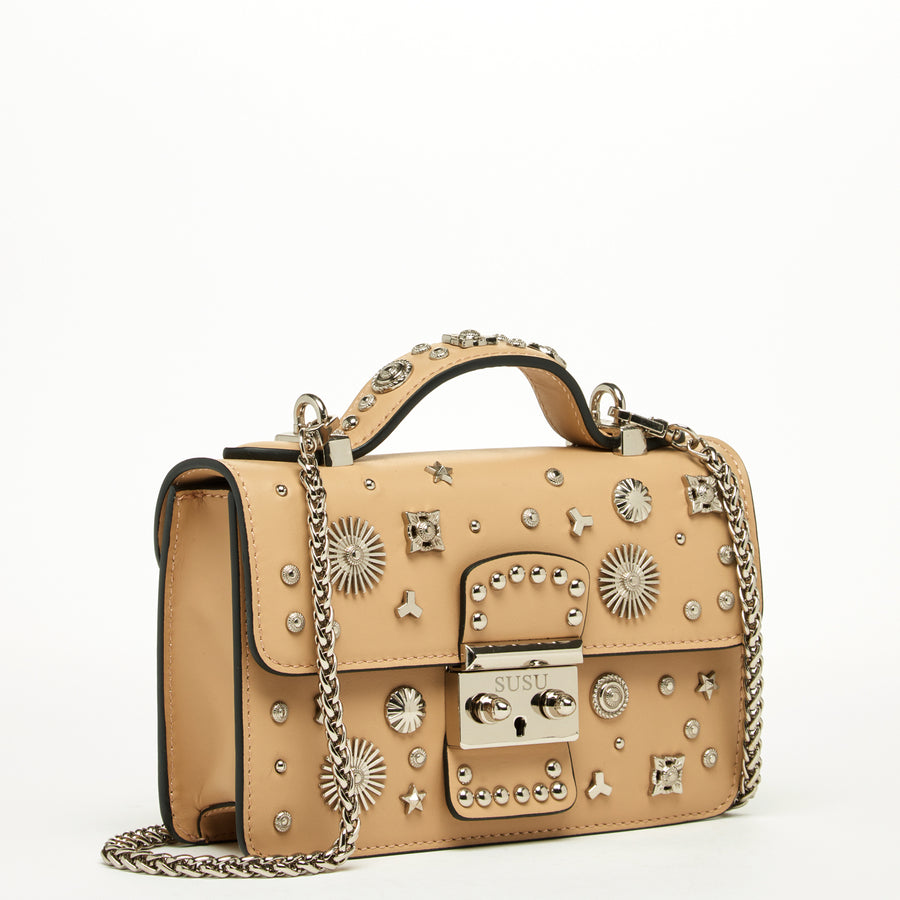 beige leather purse 