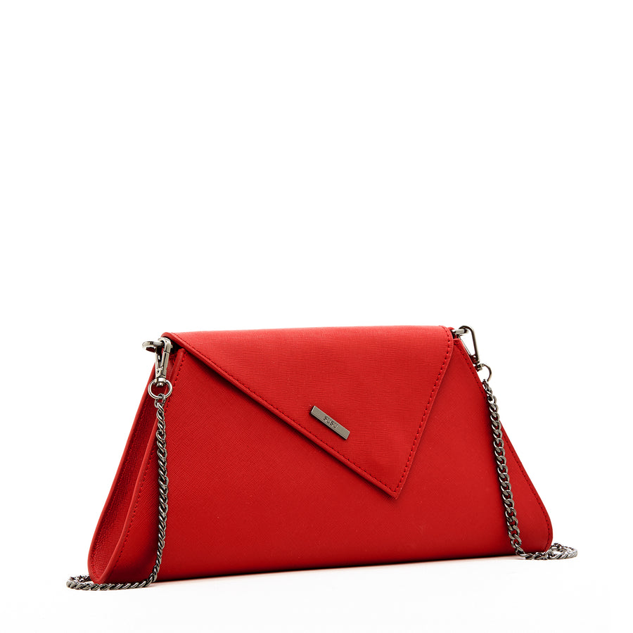 Express Ruby Red Glitter Gunmetal Clutch Evening Purse Handbag | eBay