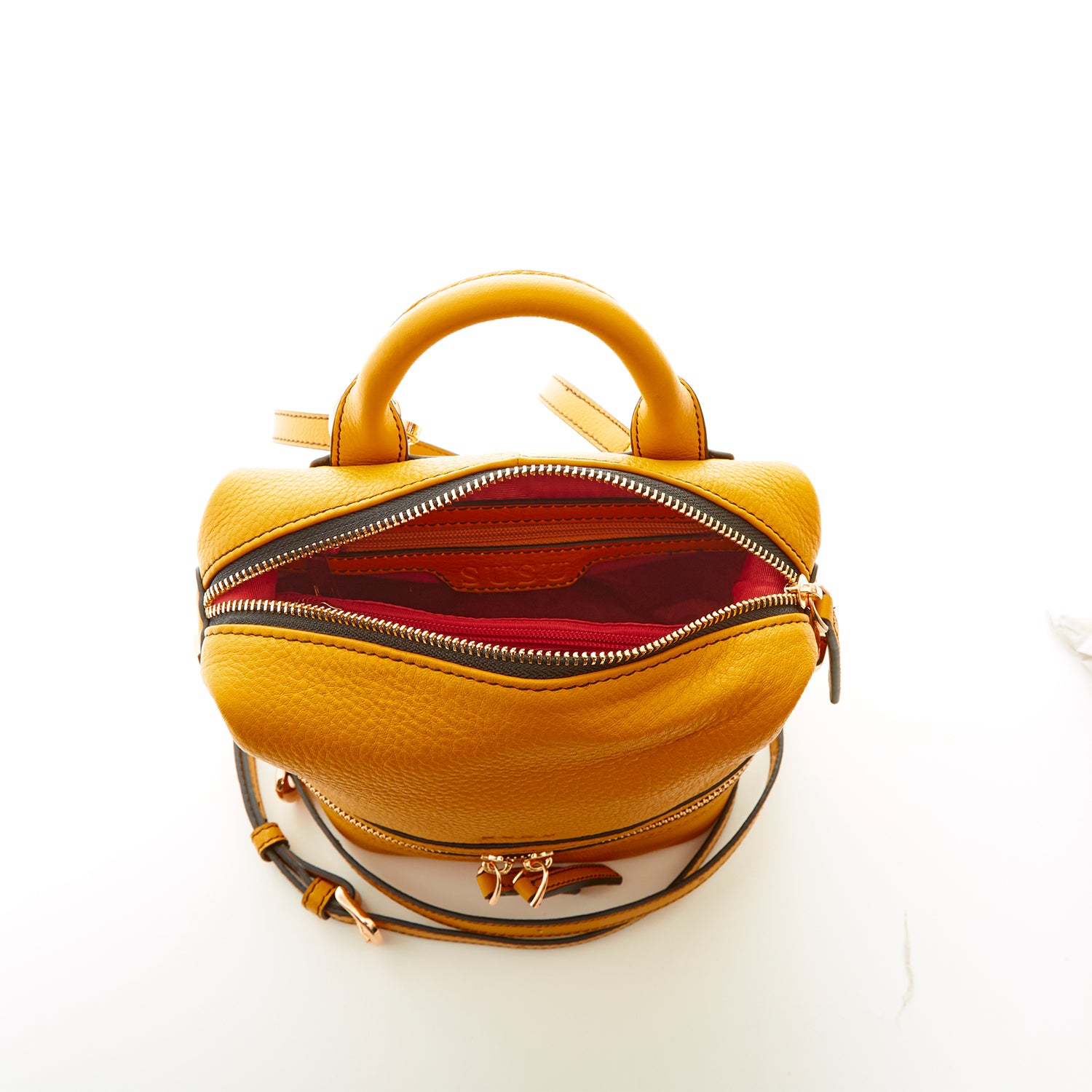 coach backpack yellow Leather Backpack for Women Yellow Purse Convertible Crossbody Bag Medium Size with Front and Back Pockets