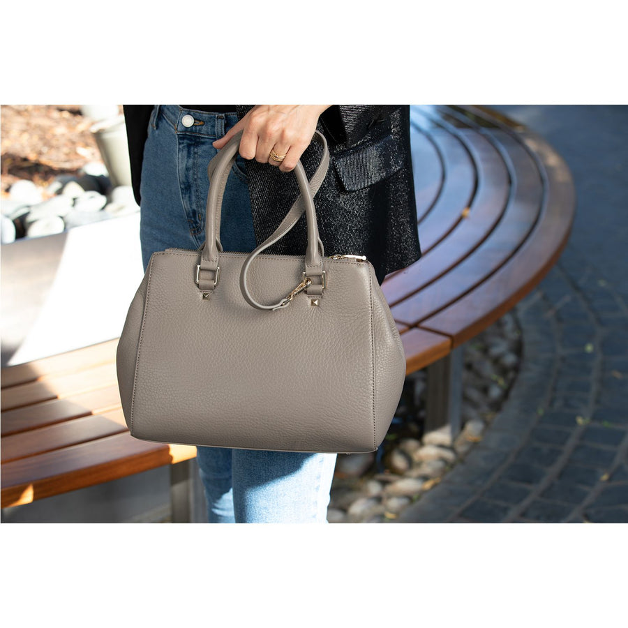Leather Gray Satchel Bag