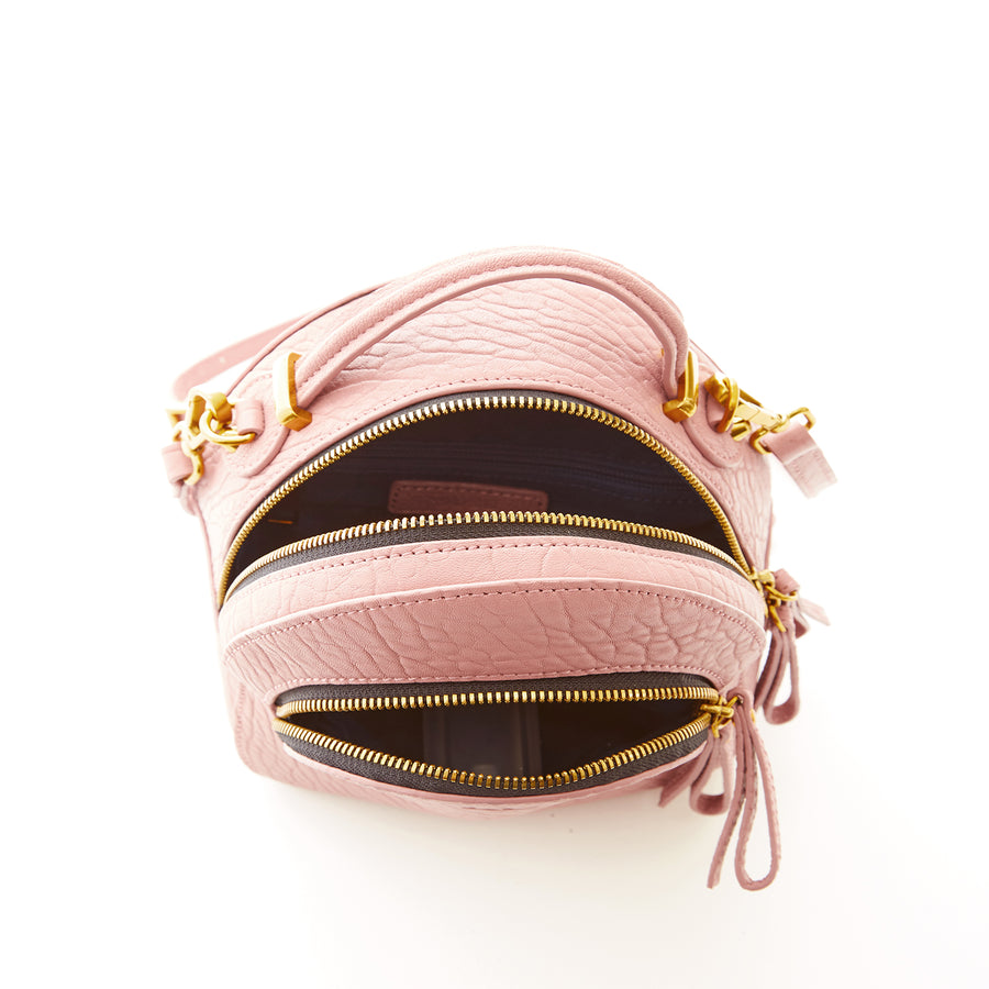 mauve leather backpack lining | SUSU Handbags
