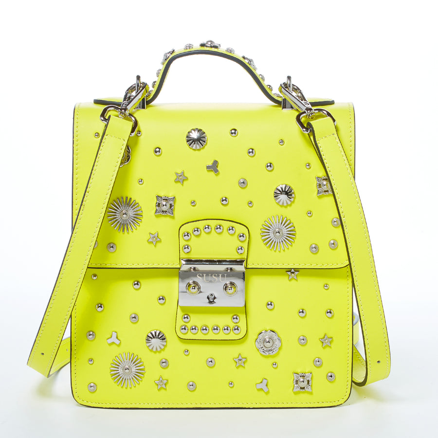 SPECIAL OFFER Bright Yellow faux leather tassel bag & bag strap