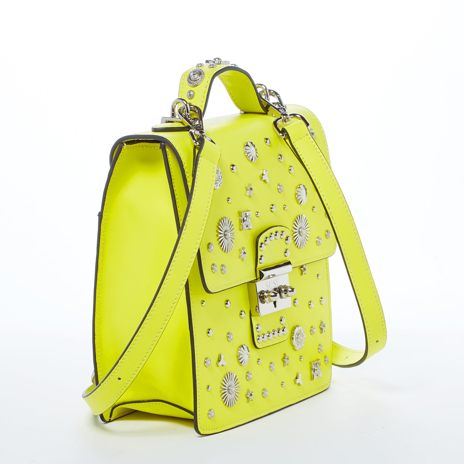 Yellow leather backpack purse hotsell