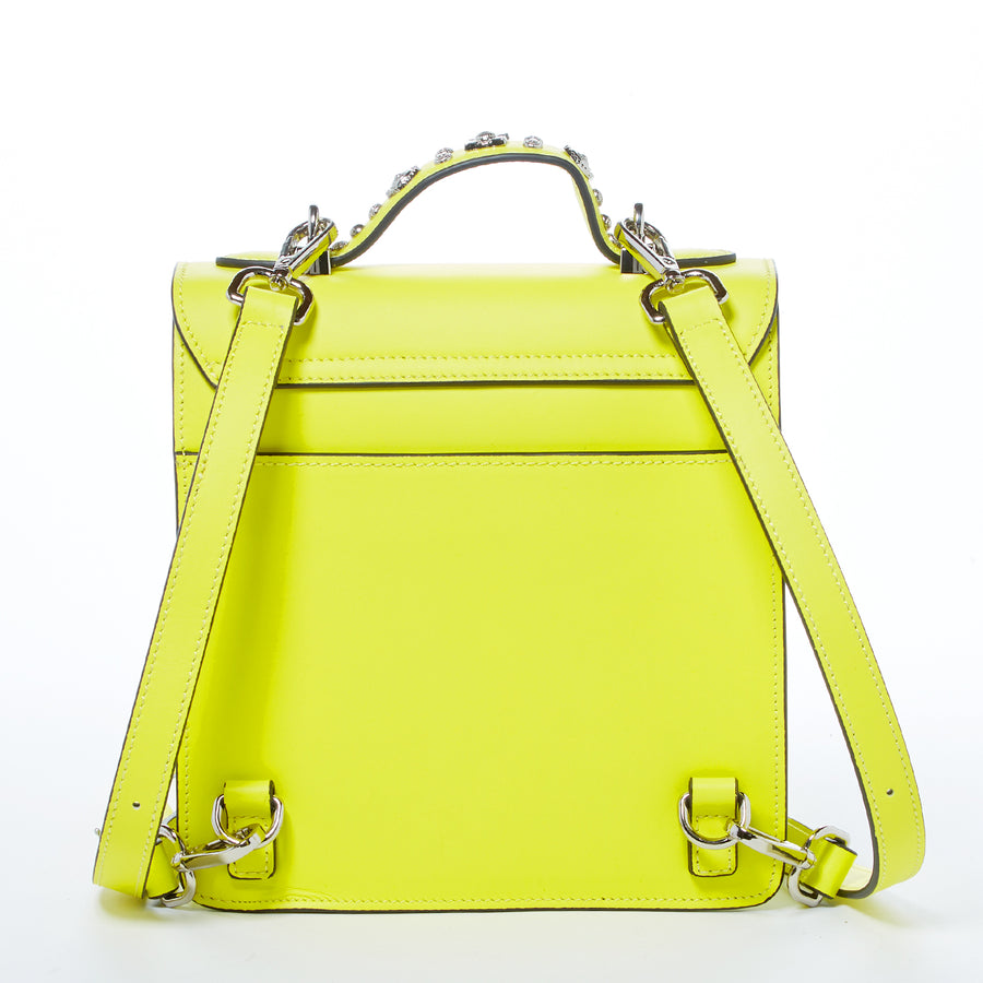 chartreuse leather backpack Convertible Leather Backpack Purse Yellow Crossbody Bag