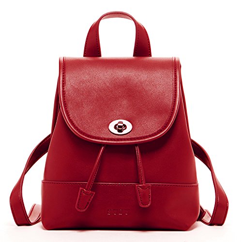 Red Leather Backpack Purse
