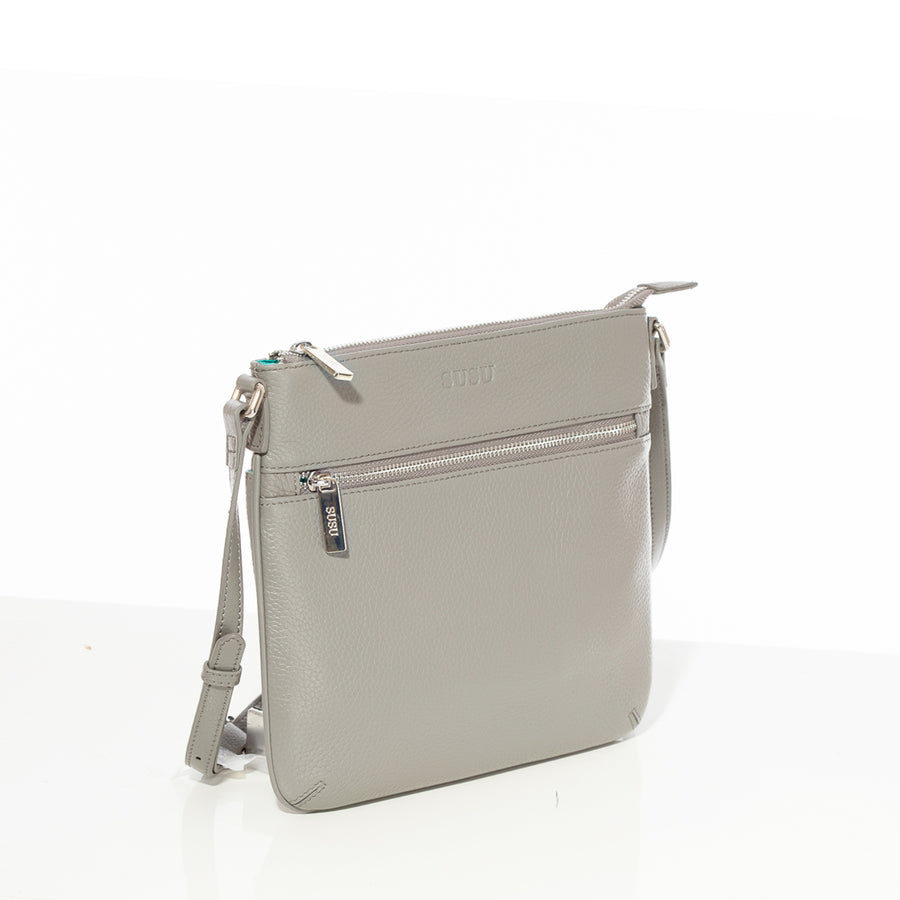 leather crossbody bag with zipper
