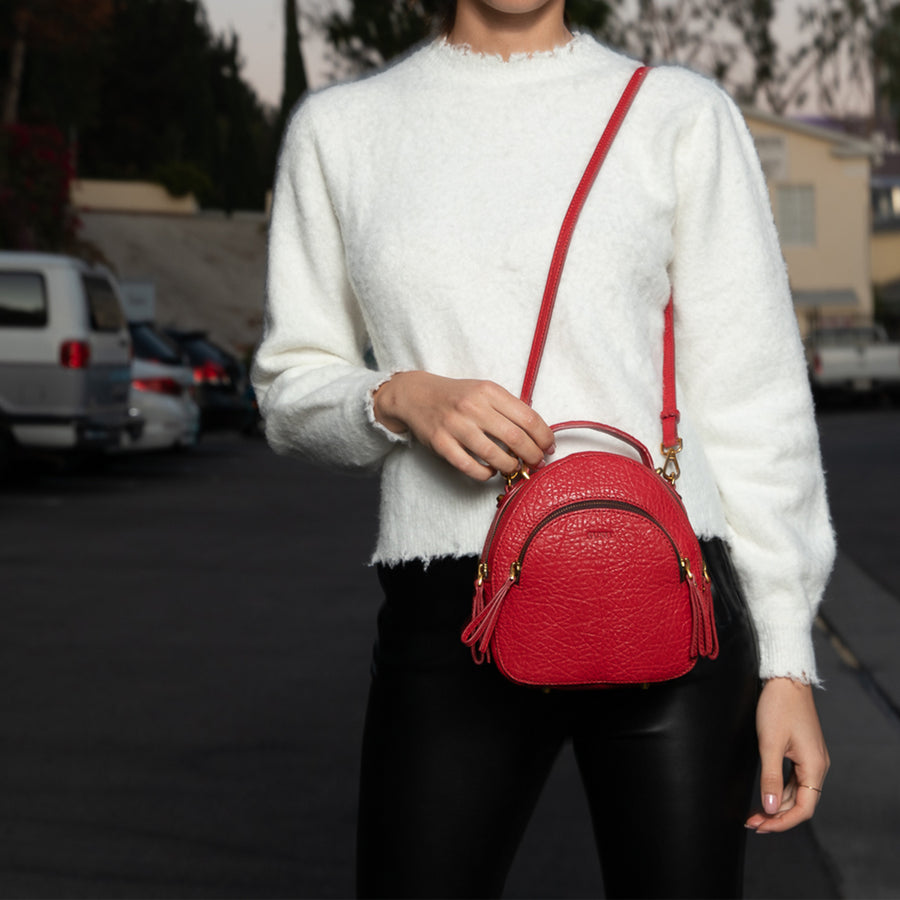 cheap red leather backpack purse Small Red Leather Backpack Purse for Women Convertible Crossbody Bag