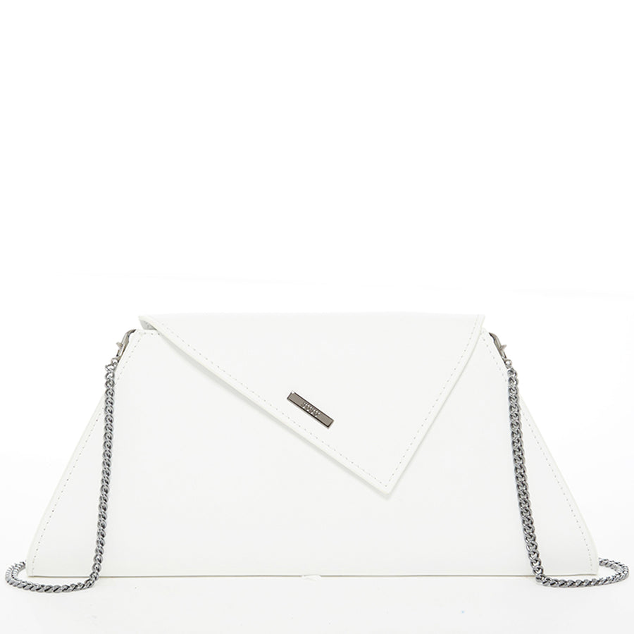 white leather clutch